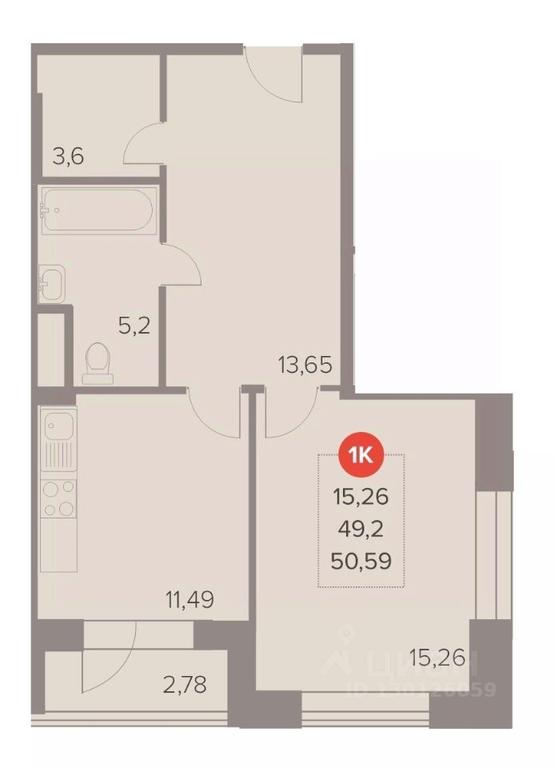 Apartment Sale, 50.59 sq. m. at Otlichno, Oktyabrskiy Avenue, 28А, Lyubertsy, Moscow Region, Russia #1