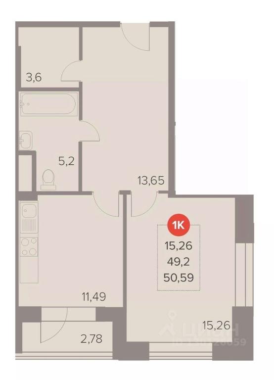 Apartment Sale, 50.59 sq. m. at Otlichno, Oktyabrskiy Avenue, 28А, Lyubertsy, Moscow Region, Russia #1