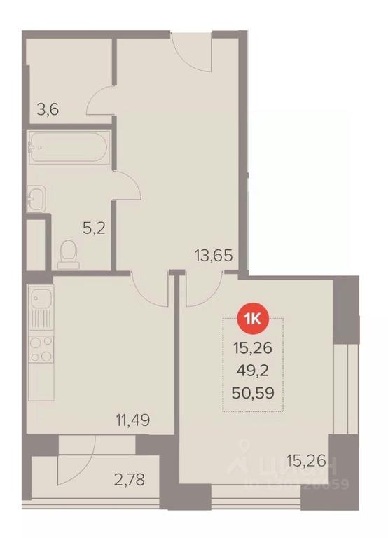 Apartment Sale, 50.59平方米 at Otlichno, Oktyabrskiy Avenue, 28А, Lyubertsy, Moscow Region, Russia #1 Apartment Sale, 50.59平方米 at Otlichno, Oktyabrskiy Avenue, 28А, Lyubertsy, Moscow Region, Russia #1