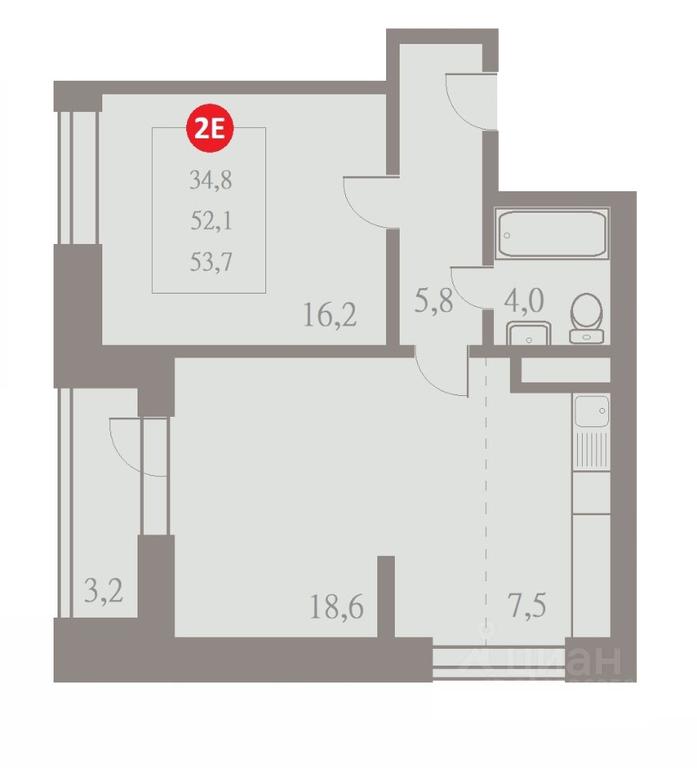 1-BD Apartment Sale, 53.7 sq. m. at Otlichno, Oktyabrskiy Avenue, 28А, Lyubertsy, Moscow Region, Russia #1