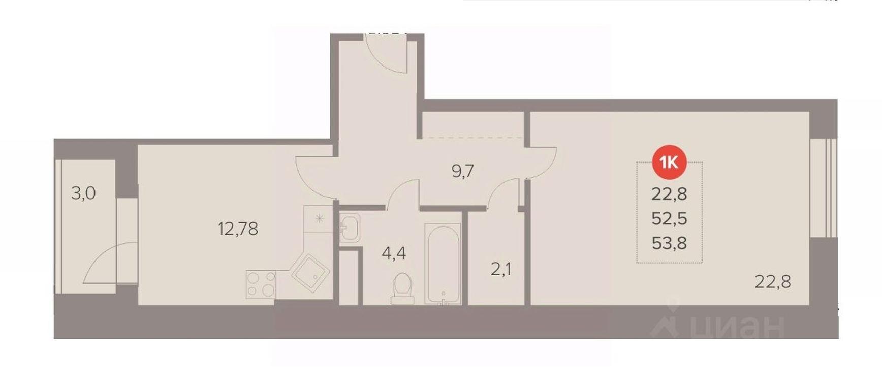 Apartment Sale, 53.8 sq. m. at Otlichno, Oktyabrskiy Avenue, 28А, Lyubertsy, Moscow Region, Russia #1 Apartment Sale, 53.8 sq. m. at Otlichno, Oktyabrskiy Avenue, 28А, Lyubertsy, Moscow Region, Russia #1