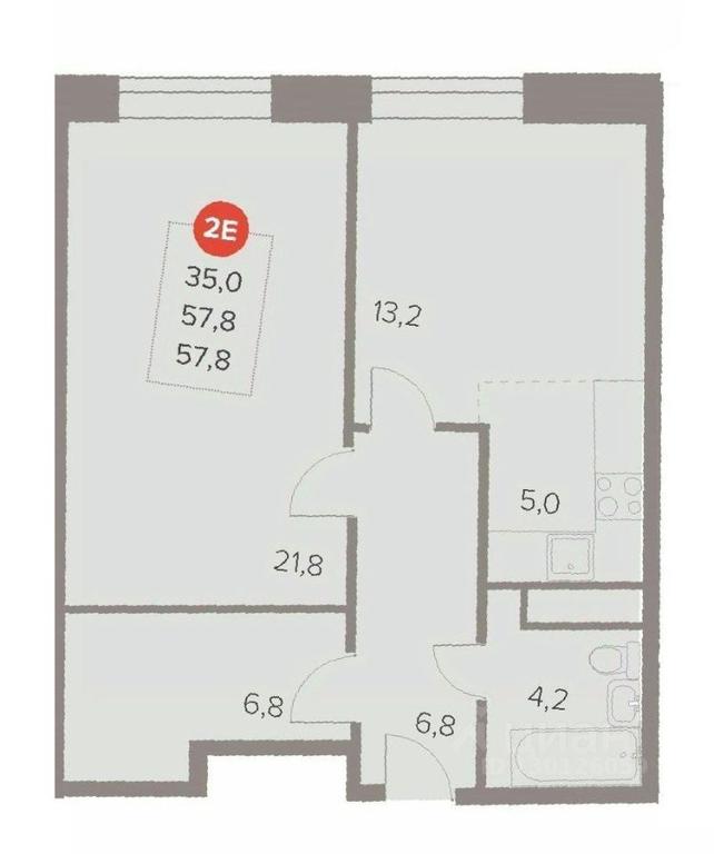 1-BD Apartment Sale, 57.8 sq. m. at Otlichno, Oktyabrskiy Avenue, 28А, Lyubertsy, Moscow Region, Russia #1