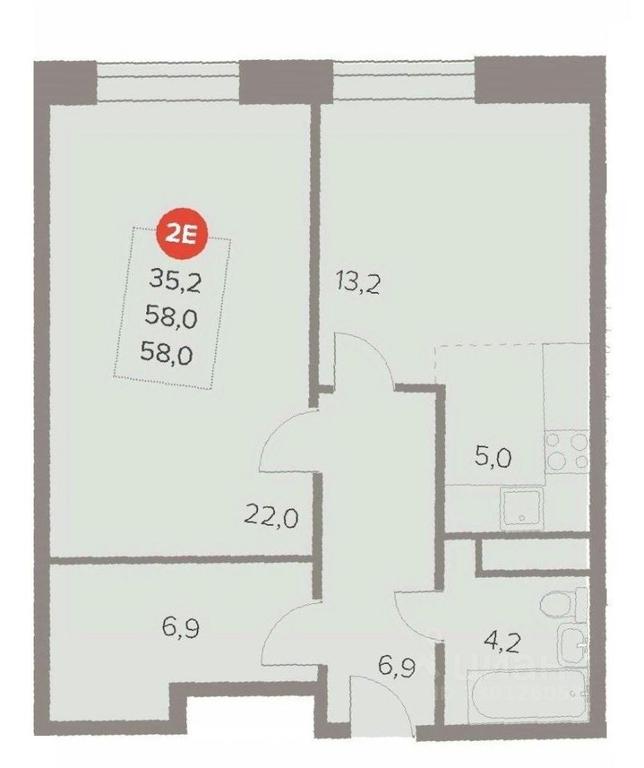 1-BD Apartment Sale, 58 sq. m. at Otlichno, Oktyabrskiy Avenue, 28А, Lyubertsy, Moscow Region, Russia #1