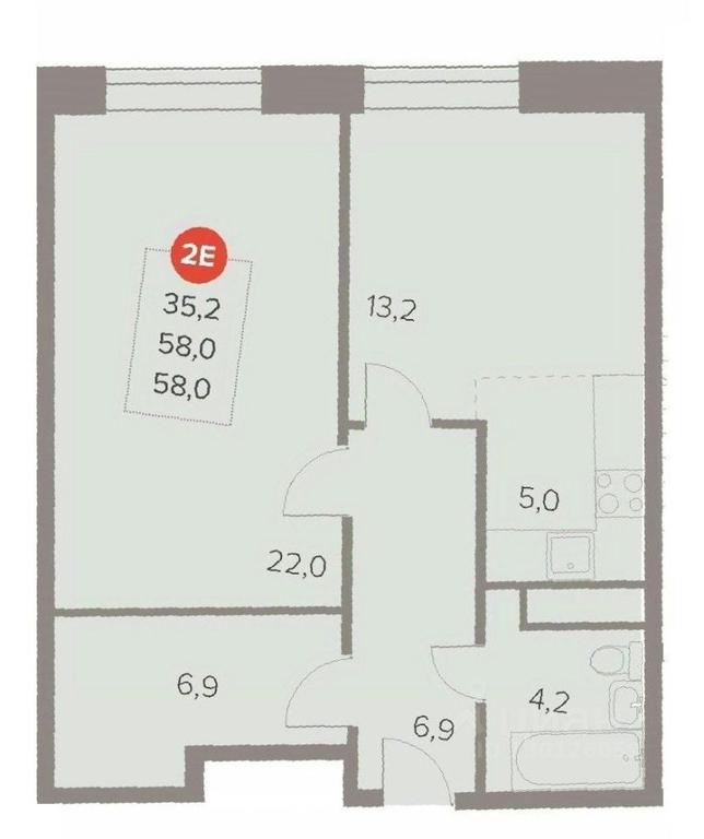1-BD Apartment Sale, 58 sq. m. at Otlichno, Oktyabrskiy Avenue, 28А, Lyubertsy, Moscow Region, Russia #1