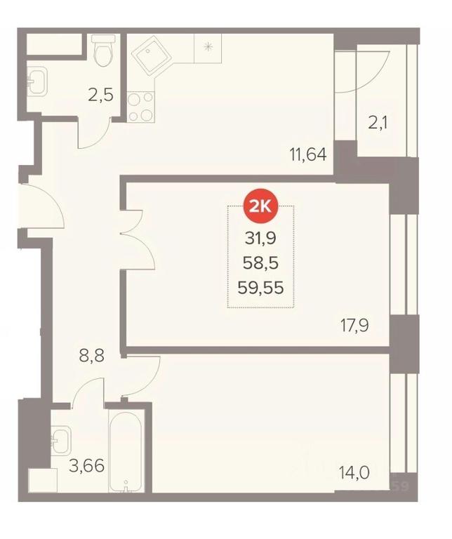 1-BD Apartment Sale, 59.55 sq. m. at Otlichno, Oktyabrskiy Avenue, 28А, Lyubertsy, Moscow Region, Russia #1 1-BD Apartment Sale, 59.55 sq. m. at Otlichno, Oktyabrskiy Avenue, 28А, Lyubertsy, Moscow Region, Russia #1