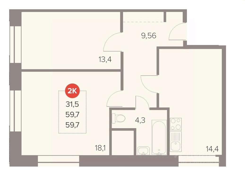 1-BD Apartment Sale, 59.7 sq. m. at Otlichno, Oktyabrskiy Avenue, 28А, Lyubertsy, Moscow Region, Russia #1 1-BD Apartment Sale, 59.7 sq. m. at Otlichno, Oktyabrskiy Avenue, 28А, Lyubertsy, Moscow Region, Russia #1
