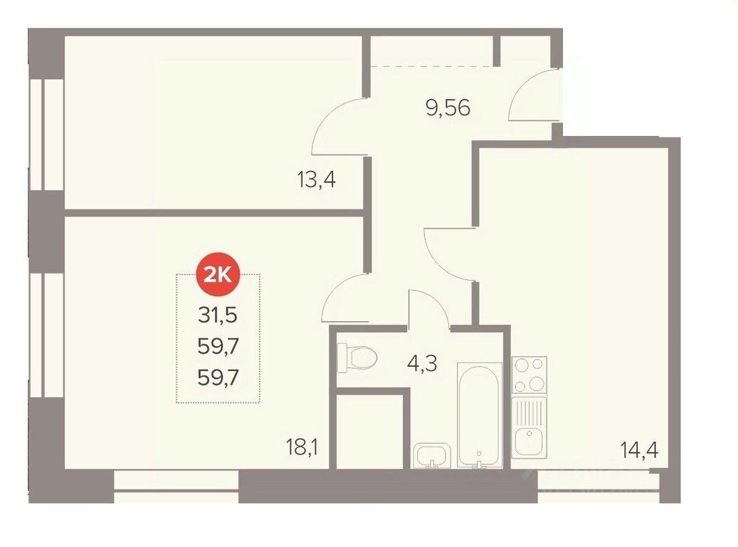 1-BD Apartment Sale, 59.7 sq. m. at Otlichno, Oktyabrskiy Avenue, 28А, Lyubertsy, Moscow Region, Russia #1 1-BD Apartment Sale, 59.7 sq. m. at Otlichno, Oktyabrskiy Avenue, 28А, Lyubertsy, Moscow Region, Russia #1