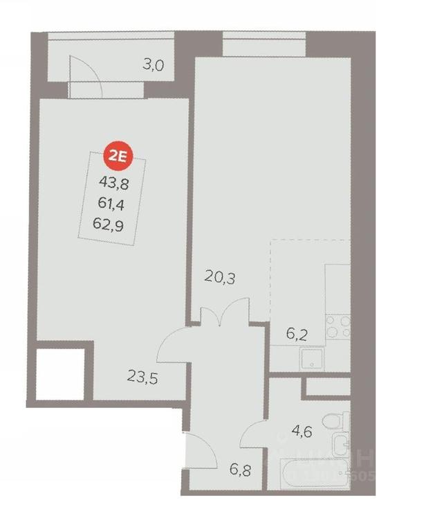1-BD Apartment Sale, 62.9平方米 at Otlichno, Oktyabrskiy Avenue, 28А, Lyubertsy, Moscow Region, Russia #1 1-BD Apartment Sale, 62.9平方米 at Otlichno, Oktyabrskiy Avenue, 28А, Lyubertsy, Moscow Region, Russia #1