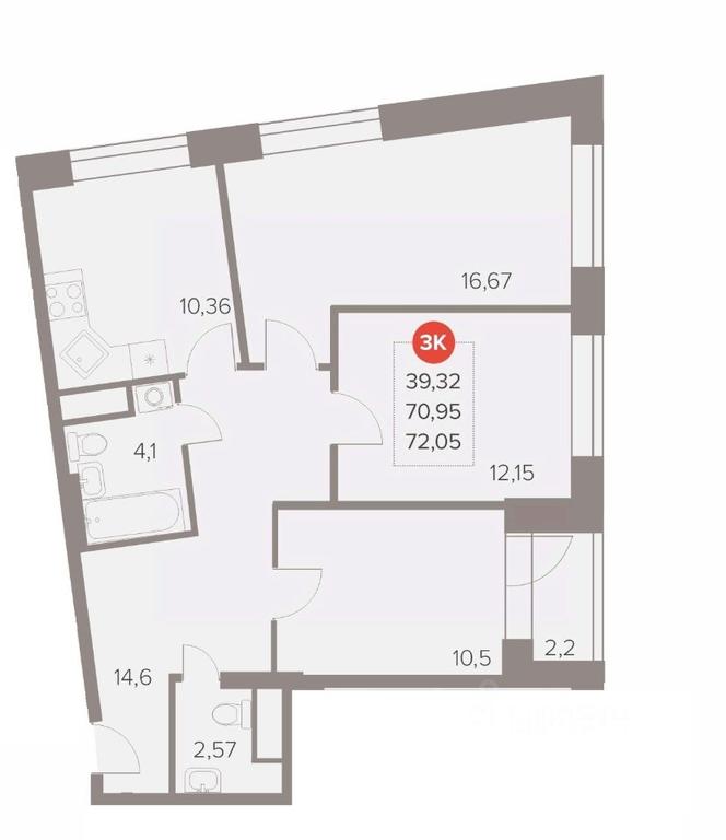 2-BD Apartment Sale, 72.05 sq. m. at Otlichno, Oktyabrskiy Avenue, 28А, Lyubertsy, Moscow Region, Russia #1