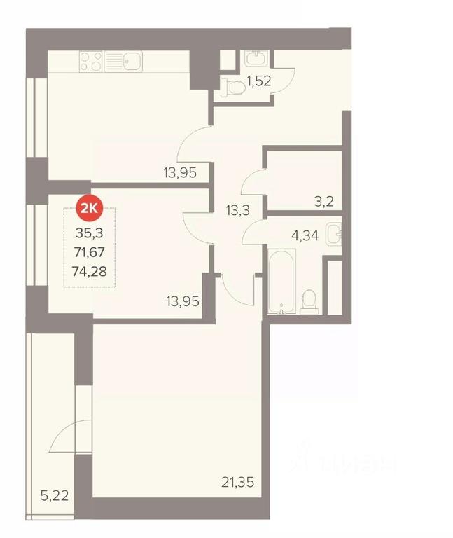 1-BD Apartment Sale, 74.28 sq. m. at Otlichno, Oktyabrskiy Avenue, 28А, Lyubertsy, Moscow Region, Russia #1 1-BD Apartment Sale, 74.28 sq. m. at Otlichno, Oktyabrskiy Avenue, 28А, Lyubertsy, Moscow Region, Russia #1