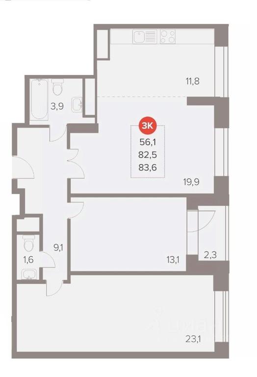 2-BD Apartment Sale, 83.6 sq. m. at Otlichno, Oktyabrskiy Avenue, 28А, Lyubertsy, Moscow Region, Russia #1 2-BD Apartment Sale, 83.6 sq. m. at Otlichno, Oktyabrskiy Avenue, 28А, Lyubertsy, Moscow Region, Russia #1