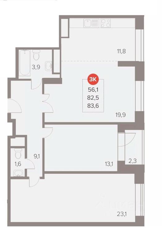 2-BD Apartment Sale, 83.6 sq. m. at Otlichno, Oktyabrskiy Avenue, 28А, Lyubertsy, Moscow Region, Russia #1 2-BD Apartment Sale, 83.6 sq. m. at Otlichno, Oktyabrskiy Avenue, 28А, Lyubertsy, Moscow Region, Russia #1