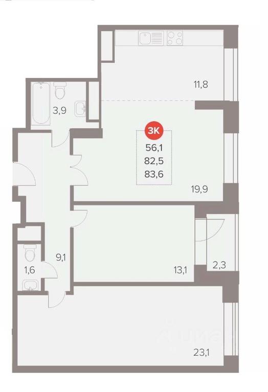 2-BD Apartment Sale, 83.6 sq. m. at Otlichno, Oktyabrskiy Avenue, 28А, Lyubertsy, Moscow Region, Russia #1 2-BD Apartment Sale, 83.6 sq. m. at Otlichno, Oktyabrskiy Avenue, 28А, Lyubertsy, Moscow Region, Russia #1