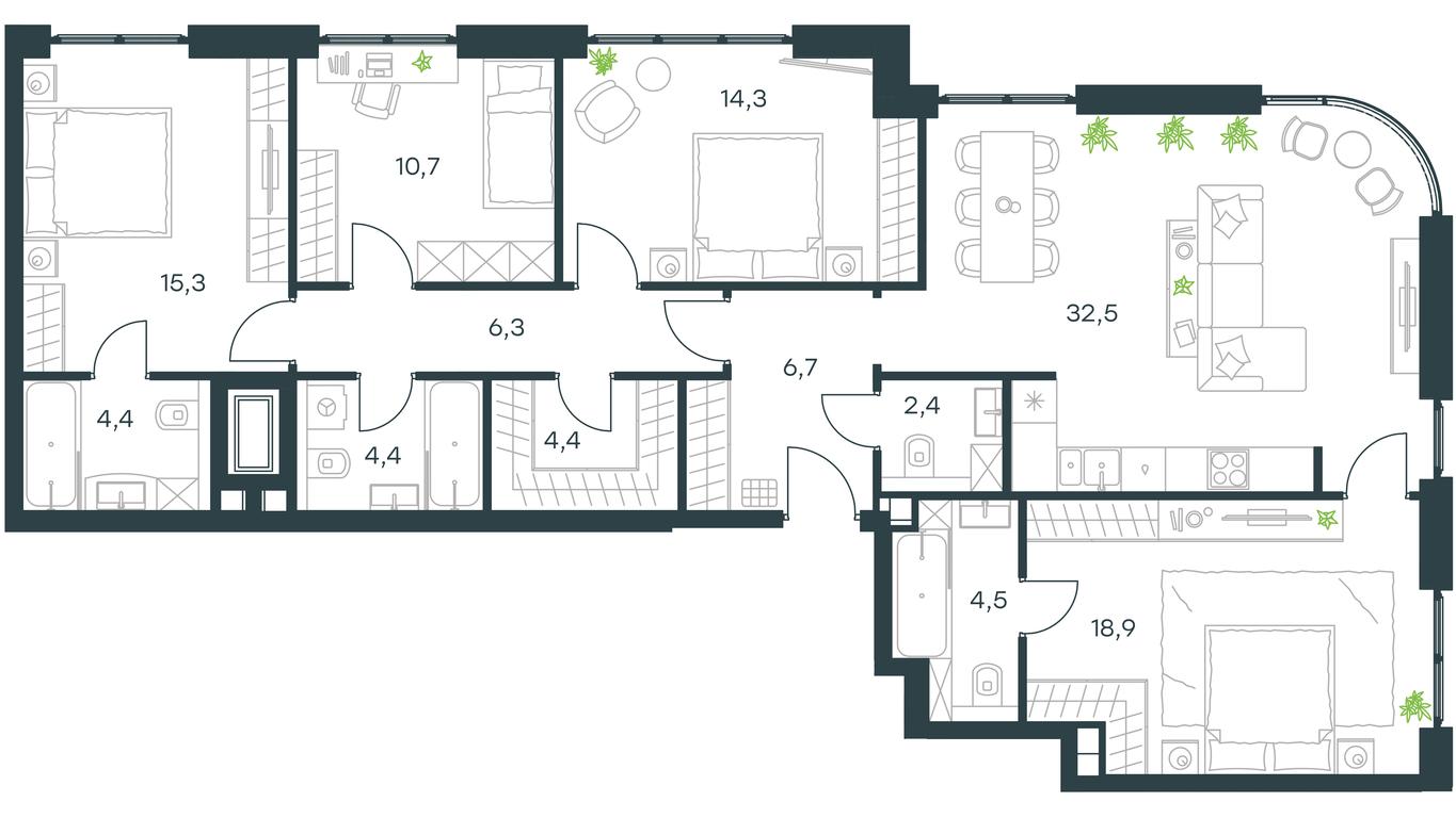3-BD Apartment Sale, 124.8 sq. m. at Paveletskaya City, Dubininskaya Street, 59, Moscow, Russia #1