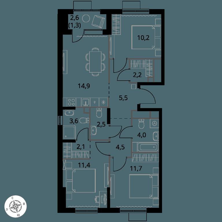 3-BD Apartment Sale, 73.9 sq. m. at 1 Himkinskij, zhiloy kompleks 1-y Khimkinskiy, kvartal Mezhdunarodny, mikrorayon Klyazma-Starbeyevo, Khimki, Moscow Region, Russia #1 3-BD Apartment Sale, 73.9 sq. m. at 1 Himkinskij, zhiloy kompleks 1-y Khimkinskiy, kvartal Mezhdunarodny, mikrorayon Klyazma-Starbeyevo, Khimki, Moscow Region, Russia #1