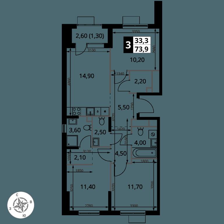 3-BD Apartment Sale, 73.9 sq. m. at 1 Himkinskij, zhiloy kompleks 1-y Khimkinskiy, kvartal Mezhdunarodny, mikrorayon Klyazma-Starbeyevo, Khimki, Moscow Region, Russia #2 3-BD Apartment Sale, 73.9 sq. m. at 1 Himkinskij, zhiloy kompleks 1-y Khimkinskiy, kvartal Mezhdunarodny, mikrorayon Klyazma-Starbeyevo, Khimki, Moscow Region, Russia #2