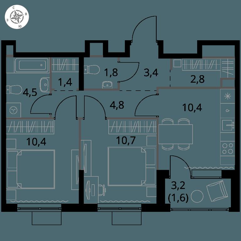 2-BD Apartment Sale, 51.8平方米 at 1 Himkinskij, zhiloy kompleks 1-y Khimkinskiy, kvartal Mezhdunarodny, mikrorayon Klyazma-Starbeyevo, Khimki, Moscow Region, Russia #1 2-BD Apartment Sale, 51.8平方米 at 1 Himkinskij, zhiloy kompleks 1-y Khimkinskiy, kvartal Mezhdunarodny, mikrorayon Klyazma-Starbeyevo, Khimki, Moscow Region, Russia #1
