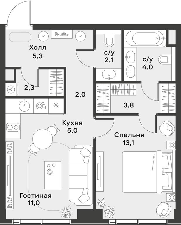 Apartment Sale, 48.6 sq. m. at Alia, Lyotnaya Street, 95Бк2, Moscow, Russia #1
