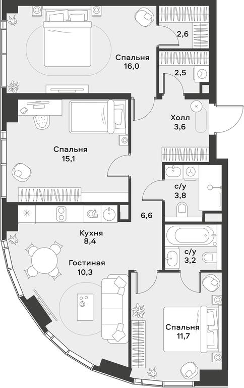 2-BD Apartment Sale, 83.8 sq. m. at Alia, Lyotnaya Street, 95Бк2, Moscow, Russia #1 2-BD Apartment Sale, 83.8 sq. m. at Alia, Lyotnaya Street, 95Бк2, Moscow, Russia #1