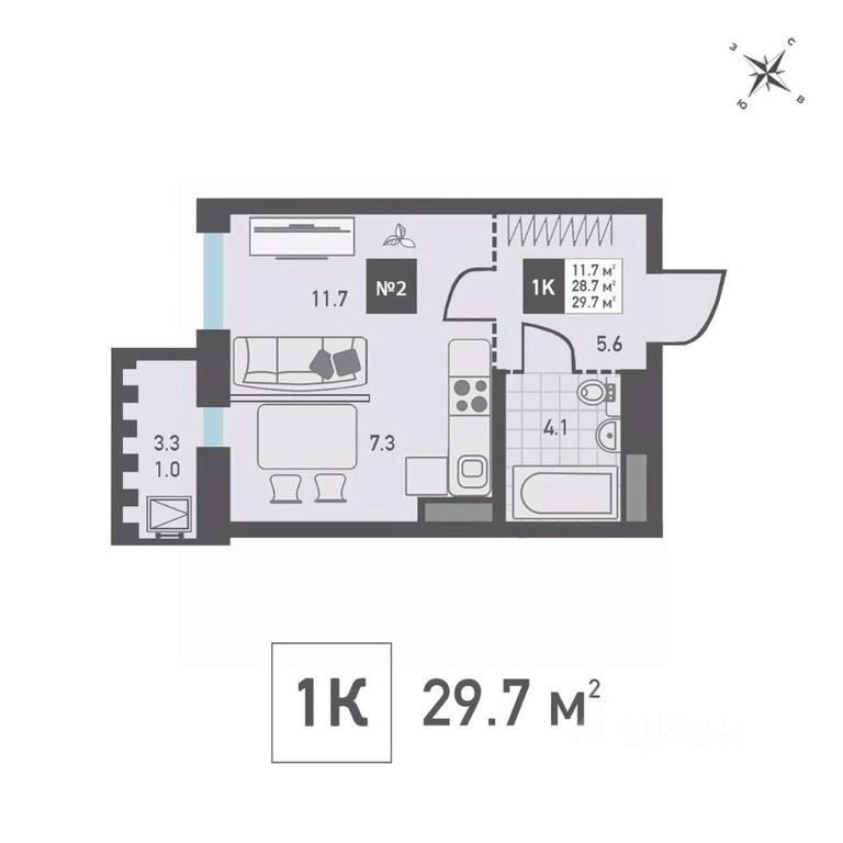 Apartment Sale, 29.7平方米 at Zelenograd Rivera, ulitsa Lyotchika Polagushina, Zelenograd, Moscow, Russia #1