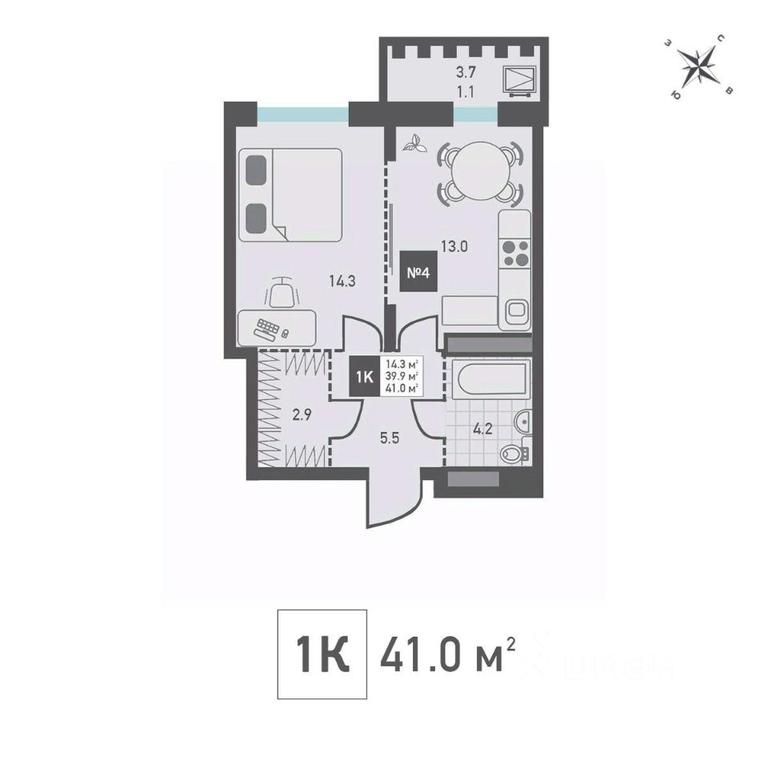 Apartment Sale, 41平方米 at Zelenograd Rivera, ulitsa Lyotchika Polagushina, Zelenograd, Moscow, Russia #1