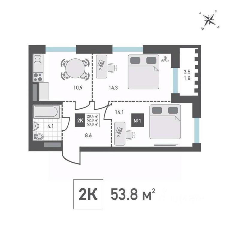 1-BD Apartment Sale, 53.8平方米 at Zelenograd Rivera, ulitsa Lyotchika Polagushina, Zelenograd, Moscow, Russia #1 1-BD Apartment Sale, 53.8平方米 at Zelenograd Rivera, ulitsa Lyotchika Polagushina, Zelenograd, Moscow, Russia #1