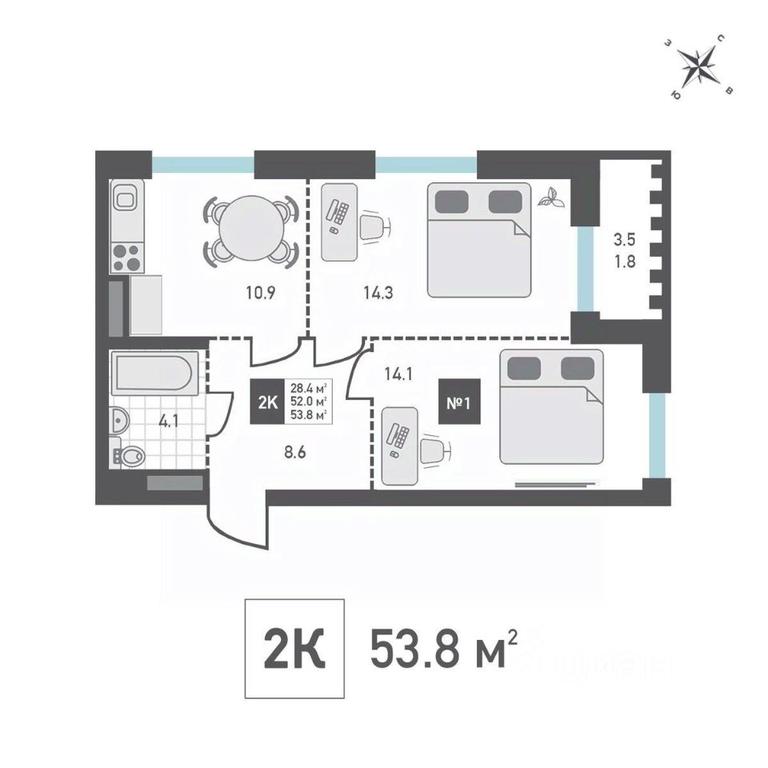 1-BD Apartment Sale, 53.8平方米 at Zelenograd Rivera, ulitsa Lyotchika Polagushina, Zelenograd, Moscow, Russia #1 1-BD Apartment Sale, 53.8平方米 at Zelenograd Rivera, ulitsa Lyotchika Polagushina, Zelenograd, Moscow, Russia #1