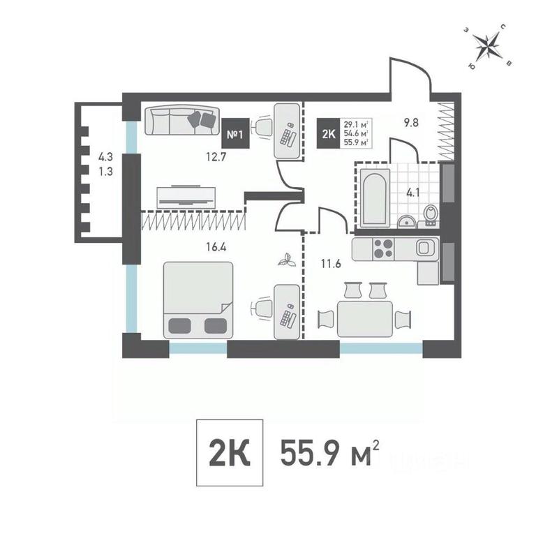 1-BD Apartment Sale, 55.9 sq. m. at Zelenograd Rivera, ulitsa Lyotchika Polagushina, Zelenograd, Moscow, Russia #1 1-BD Apartment Sale, 55.9 sq. m. at Zelenograd Rivera, ulitsa Lyotchika Polagushina, Zelenograd, Moscow, Russia #1