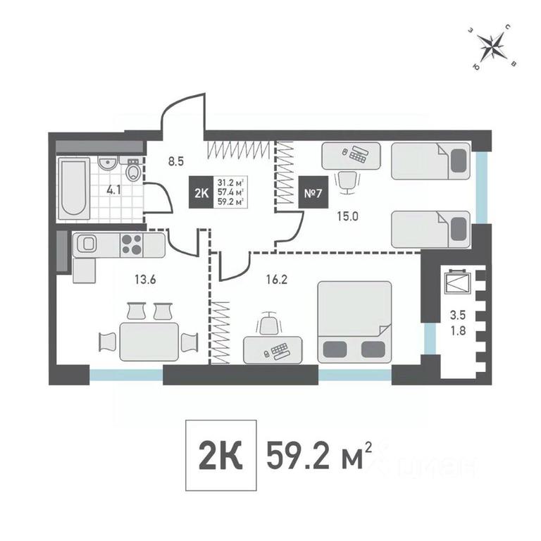 1-BD Apartment Sale, 59.2平方米 at Zelenograd Rivera, ulitsa Lyotchika Polagushina, Zelenograd, Moscow, Russia #1 1-BD Apartment Sale, 59.2平方米 at Zelenograd Rivera, ulitsa Lyotchika Polagushina, Zelenograd, Moscow, Russia #1