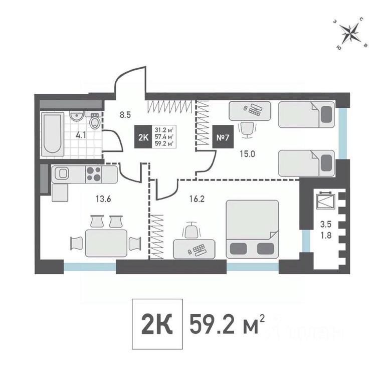 1-BD Apartment Sale, 59.2平方米 at Zelenograd Rivera, ulitsa Lyotchika Polagushina, Zelenograd, Moscow, Russia #1 1-BD Apartment Sale, 59.2平方米 at Zelenograd Rivera, ulitsa Lyotchika Polagushina, Zelenograd, Moscow, Russia #1