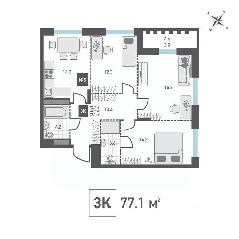 2-BD Apartment Sale, 77.1 sq. m. at Zelenograd Rivera, ulitsa Lyotchika Polagushina, Zelenograd, Moscow, Russia #2 2-BD Apartment Sale, 77.1 sq. m. at Zelenograd Rivera, ulitsa Lyotchika Polagushina, Zelenograd, Moscow, Russia #2