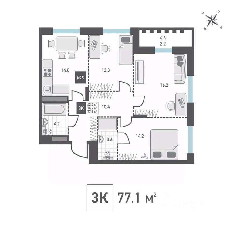 2-BD Apartment Sale, 77.1 sq. m. at Zelenograd Rivera, ulitsa Lyotchika Polagushina, Zelenograd, Moscow, Russia #1 2-BD Apartment Sale, 77.1 sq. m. at Zelenograd Rivera, ulitsa Lyotchika Polagushina, Zelenograd, Moscow, Russia #1
