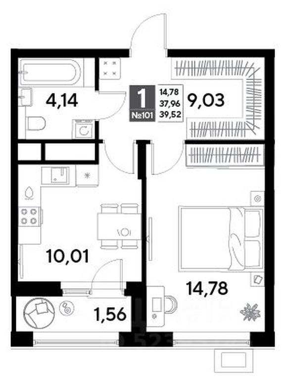 Продажа квартиры, 39,52 м² в ЖК «EVO», Комсомольская улица, Реутов, Московская область, Россия #1 Продажа квартиры, 39,52 м² в ЖК «EVO», Комсомольская улица, Реутов, Московская область, Россия #1