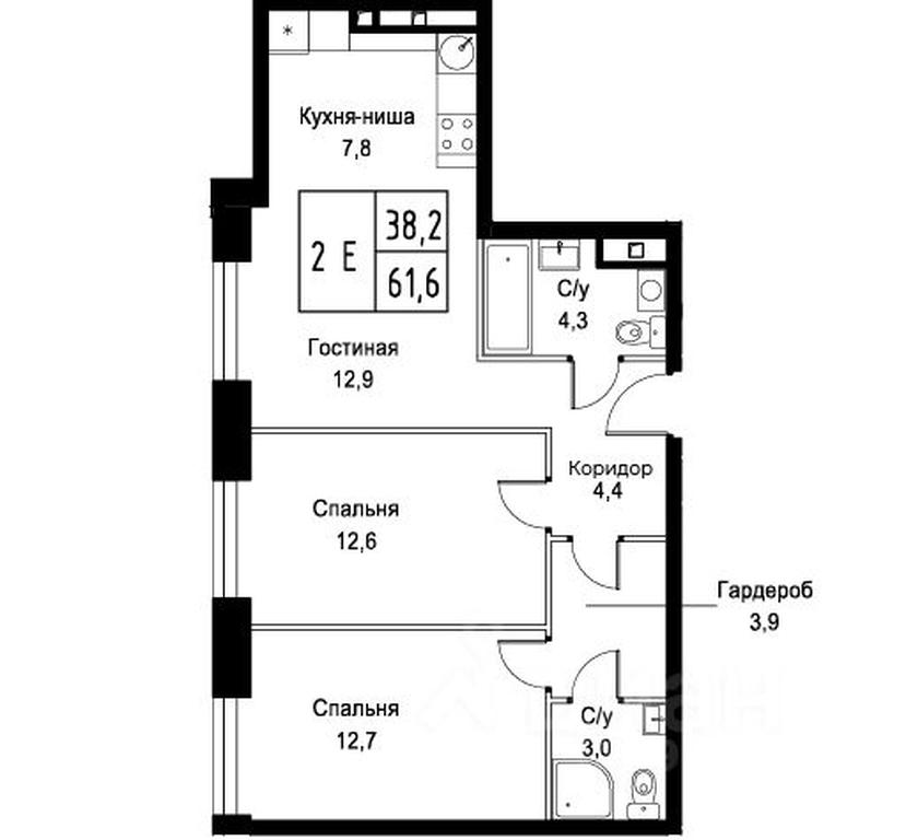 1-BD Apartment Sale, 61.6 sq. m. at Kompleks apartamentov AIST RESIDENCE (Aist Rezidens), Namyotkina Street, 10Д, Moscow, Russia #1