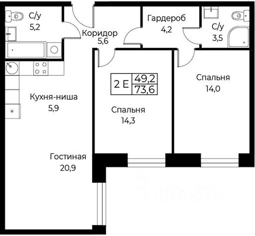 1-BD Apartment Sale, 73.6 sq. m. at Kompleks apartamentov AIST RESIDENCE (Aist Rezidens), Namyotkina Street, 10Д, Moscow, Russia #1 1-BD Apartment Sale, 73.6 sq. m. at Kompleks apartamentov AIST RESIDENCE (Aist Rezidens), Namyotkina Street, 10Д, Moscow, Russia #1