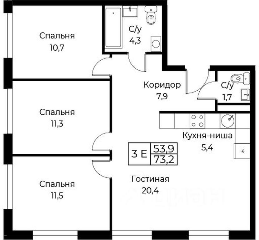 2-BD Apartment Sale, 73.2 sq. m. at Kompleks apartamentov AIST RESIDENCE (Aist Rezidens), Namyotkina Street, 10Д, Moscow, Russia #1 2-BD Apartment Sale, 73.2 sq. m. at Kompleks apartamentov AIST RESIDENCE (Aist Rezidens), Namyotkina Street, 10Д, Moscow, Russia #1