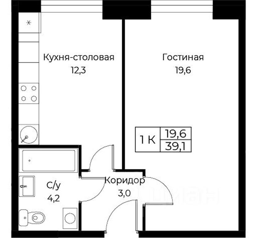 Apartment Sale, 39.1 sq. m. at Kompleks apartamentov AIST RESIDENCE (Aist Rezidens), Namyotkina Street, 10Д, Moscow, Russia #1