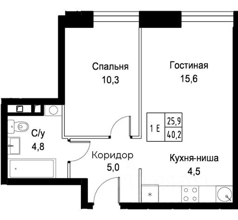 Apartment Sale, 40.2 sq. m. at Kompleks apartamentov AIST RESIDENCE (Aist Rezidens), Namyotkina Street, 10Д, Moscow, Russia #1