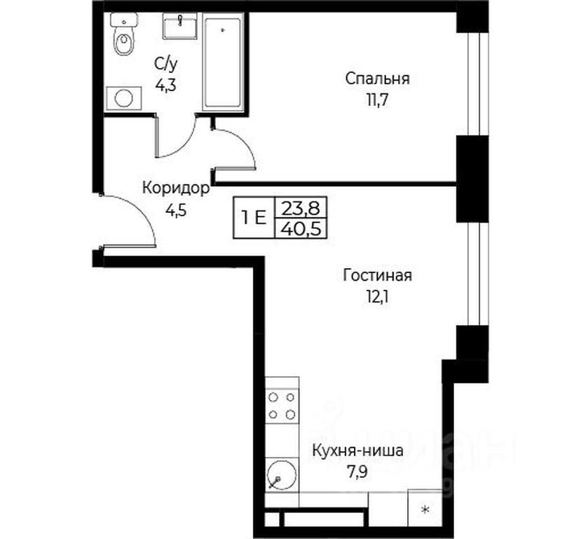 Apartment Sale, 40.5 sq. m. at Kompleks apartamentov AIST RESIDENCE (Aist Rezidens), Namyotkina Street, 10Д, Moscow, Russia #1