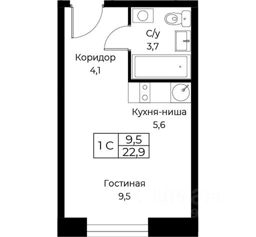 Apartment Sale, 22.9 sq. m. at Kompleks apartamentov AIST RESIDENCE (Aist Rezidens), Namyotkina Street, 10Д, Moscow, Russia #1