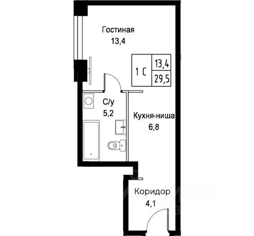 Apartment Sale, 29.5平方米 at Kompleks apartamentov AIST RESIDENCE (Aist Rezidens), Namyotkina Street, 10Д, Moscow, Russia #1