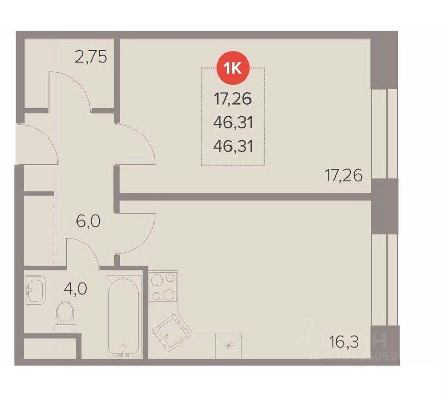 Apartment Sale, 46.31 sq. m. at Otlichno, Oktyabrskiy Avenue, 28А, Lyubertsy, Moscow Region, Russia #1