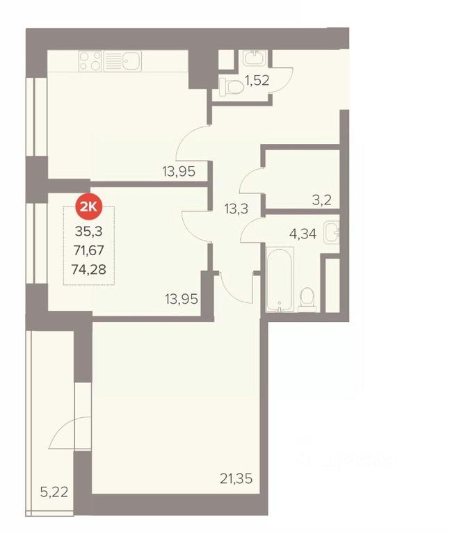 1-BD Apartment Sale, 74.28 sq. m. at Otlichno, Oktyabrskiy Avenue, 28А, Lyubertsy, Moscow Region, Russia #1 1-BD Apartment Sale, 74.28 sq. m. at Otlichno, Oktyabrskiy Avenue, 28А, Lyubertsy, Moscow Region, Russia #1