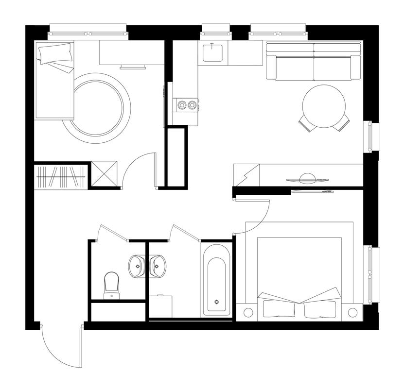 2-BD Apartment Sale, 49.8 sq. m. at Pervyi Moskovskiy, ulitsa Bianki, 1, Moskovskiy, Moscow, Russia #1