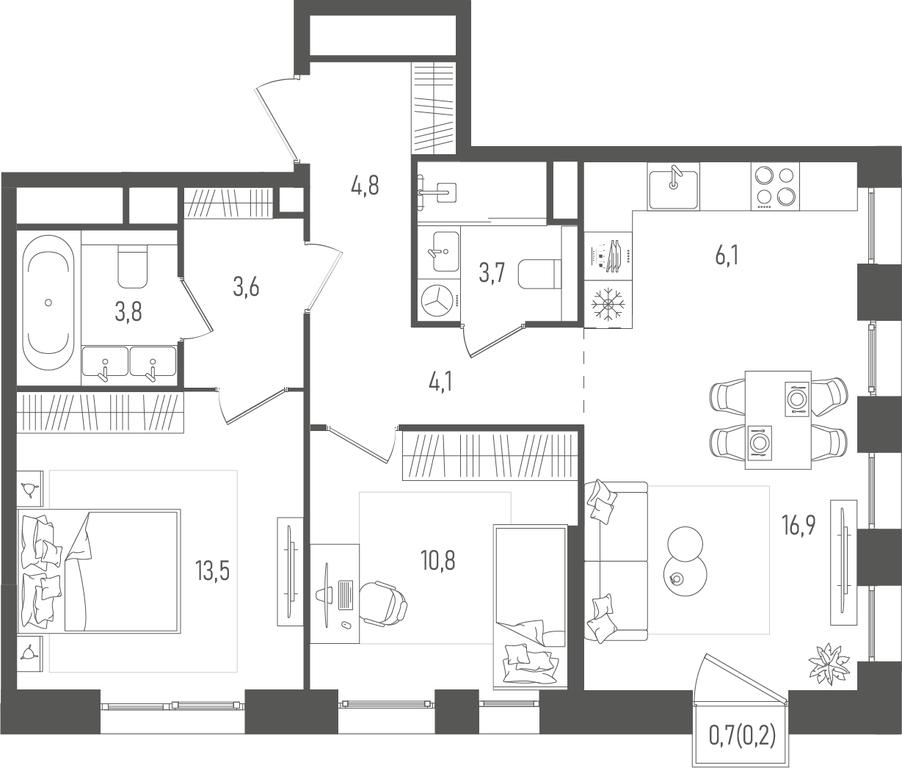 2-BD Apartment Sale, 67.5平方米 at Pave, 2nd Paveletsky Drive, Moscow, Russia #2 2-BD Apartment Sale, 67.5平方米 at Pave, 2nd Paveletsky Drive, Moscow, Russia #2