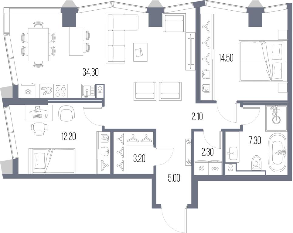 2-BD Apartment Sale, 80.9平方米 at Severny Port, Leningradskoye Highway, Moscow, Russia #1
