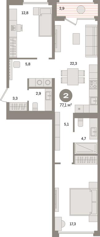 2-BD Apartment Sale, 77.1 sq. m. at Dom A, Dubininskaya Street, вл59к2, Moscow, Russia #1 2-BD Apartment Sale, 77.1 sq. m. at Dom A, Dubininskaya Street, вл59к2, Moscow, Russia #1