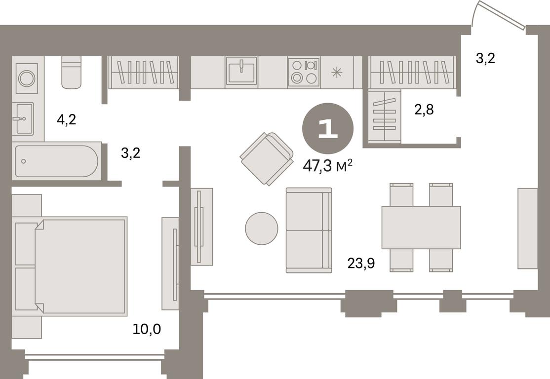 1-BD Apartment Sale, 47.3 sq. m. at Dom A, Dubininskaya Street, вл59к2, Moscow, Russia #1 1-BD Apartment Sale, 47.3 sq. m. at Dom A, Dubininskaya Street, вл59к2, Moscow, Russia #1