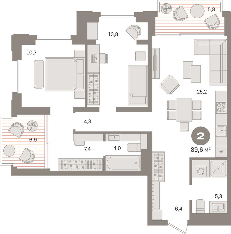 2-BD Apartment Sale, 89.6 sq. m. at Kvartal «MONS», Ogorodny Drive, Moscow, Russia #1 2-BD Apartment Sale, 89.6 sq. m. at Kvartal «MONS», Ogorodny Drive, Moscow, Russia #1