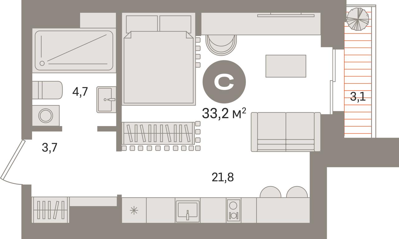 Apartment Sale, 33.2 sq. m. at Kvartal «MONS», Ogorodny Drive, Moscow, Russia #1 Apartment Sale, 33.2 sq. m. at Kvartal «MONS», Ogorodny Drive, Moscow, Russia #1